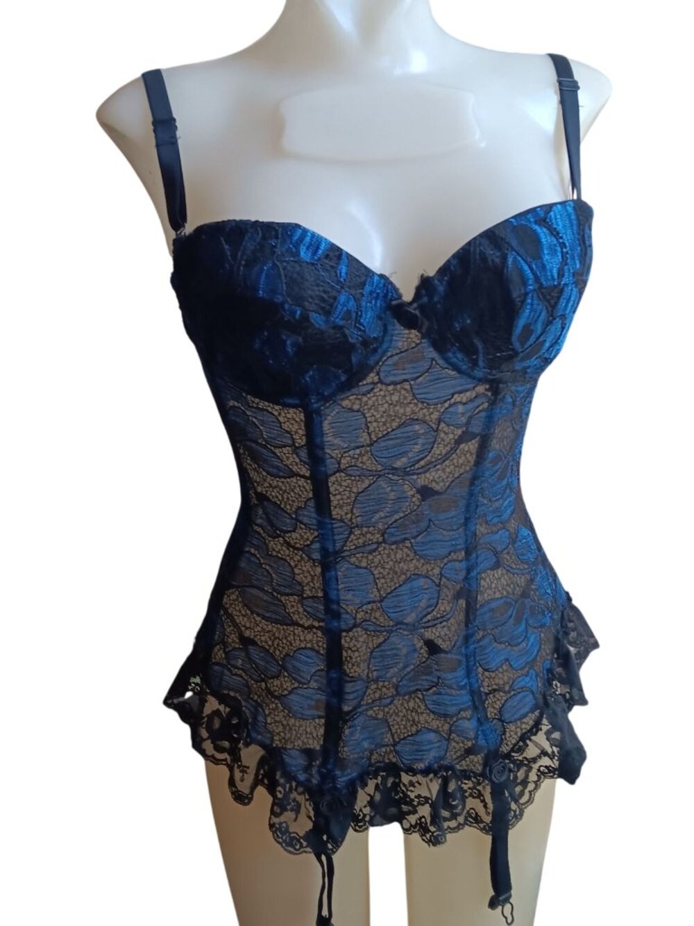 Vintage Small Valeria Corset Bustier With Garters Intimates Sexy Boudoir Made in